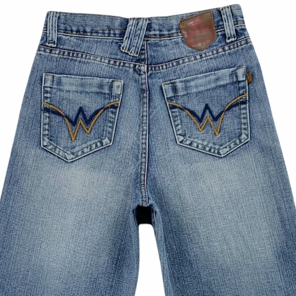 Chams Cropped Denim Jeans Medium Blue Wash Decorative Pockets - Picture 9 of 15